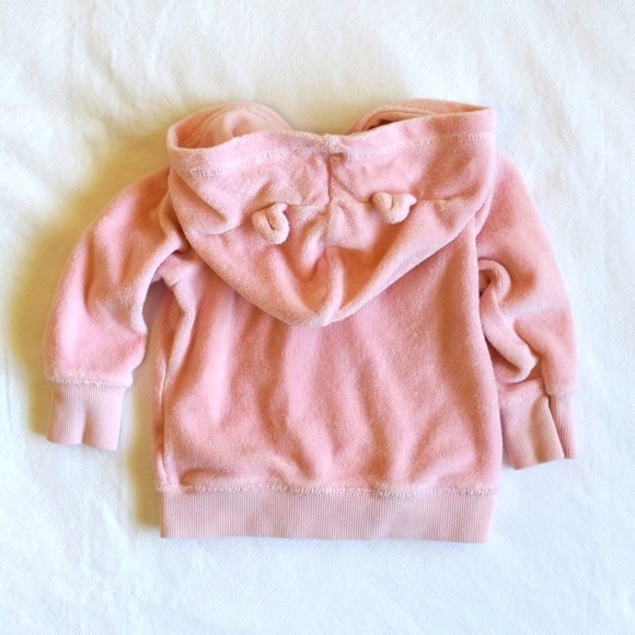 carter's pink terry zip-up hoodie jacket with bear ears 9 months baby girl - Picture 7 of 7